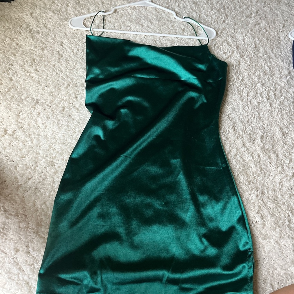 Green silk dress